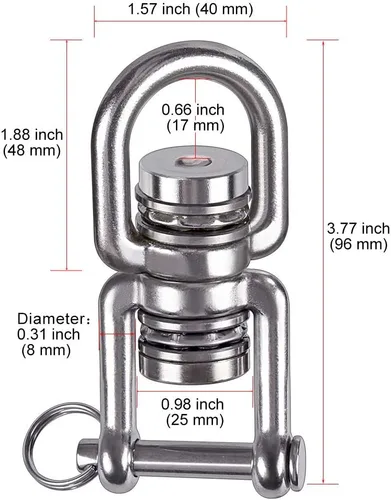 Miniatura 7 de BeneLabel Columpio giratorio con 2 rodamientos, rotación de 360°, capacidad de 770 libras, dispositivo de rotación más seguro, accesorio colgante