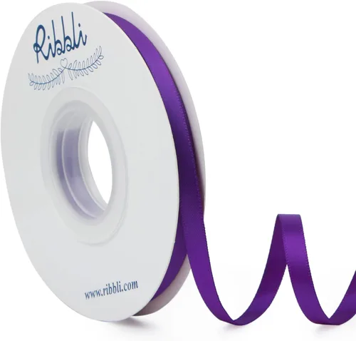 Ribbli - Cinta de satén morada de doble cara, 1/4 pulgadas x 25 yardas, uso para ramo de lazos de manualidades, envoltura de regalos, decoración de