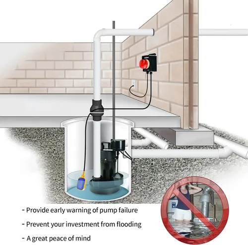 Miniatura 6 de briidea - Alarma de bomba de sumidero, alarma de tanque séptico de alta agua para interiores y exteriores con alarma fuerte de 110 dB e indicador