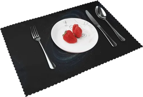 Miniatura 16 de Rectangular Placemats Set of 4, Heat Resistant Aurora Printed Kitchen Dining Table Mats