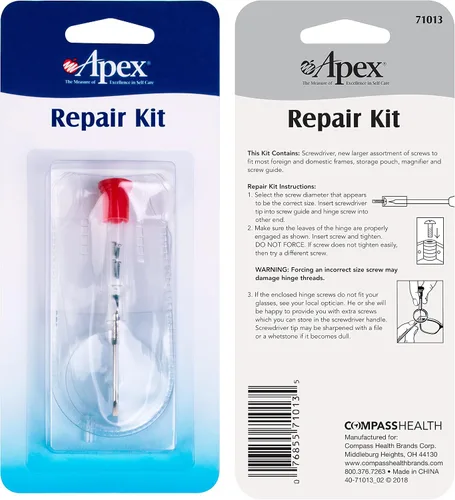 Miniatura 11 de Apex Kit de reparación de gafas - kit de reparación de anteojos con doble destornillador, tornillos de gafas, lupa, guía de tornillo y bolsa