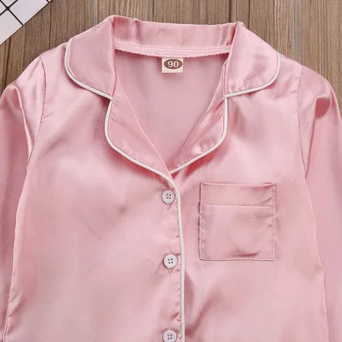 Miniatura 29 de Conjunto de pijama de manga larga con botones para niña pequeña, conjunto de ropa de dormir