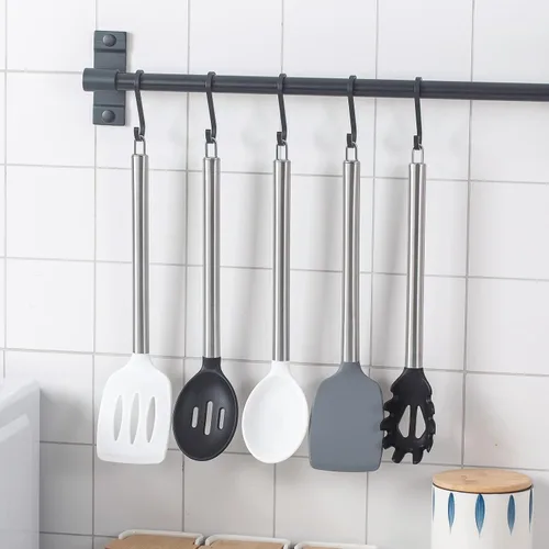 Miniatura 7 de COOK WITH COLOR - Juego de utensilios de cocina de silicona, 5 piezas, fáciles de limpiar, utensilios de cocina para batería de cocina antiadherente