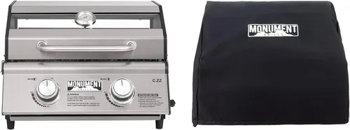 Miniatura 12 de Parrilla portátil de gas propano de 2 quemadores Clearview® Monument Grills para cocinar al aire libre, dos quemadores de 15,000 BTU, acero