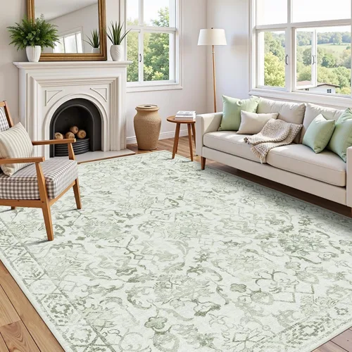 Miniatura 40 de Alfombra de área pequeña de 2 x 3 pulgadas, color beige, para entrada, baño, cocina, antideslizante, de pelo bajo, lavable, moderna alfombra bohemia