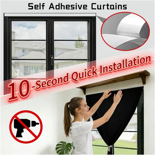 Miniatura 3 de Cortina opaca adhesiva, tratamiento completo de ventana de oscuridad para oficina en casa