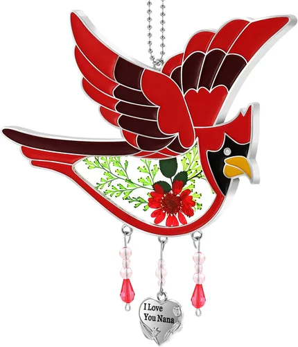 Miniatura 20 de KY&BOSAM Blue Bird - Campanillas de viento de cristal con dijes de metal, prismas de arco iris coloridos para decoración de jardín para mamá/abuela