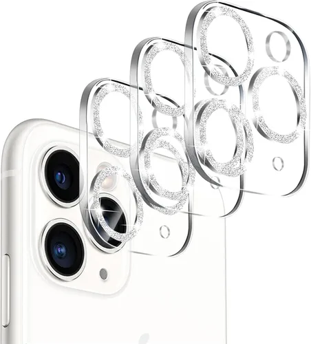 Miniatura 14 de Paquete de 3. Protector de lente de cámara Dengduoduo para iPhone 11 y iPhone 12 Mini, Glitter Bling Sparkle Ultra HD, vidrio templado, dureza 9H
