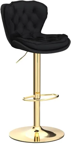 Miniatura 5 de Taburete de bar moderno giratorio de altura de pub, silla de comedor alta con asiento de terciopelo, respaldo, taburete hidráulico sin brazos, Negro