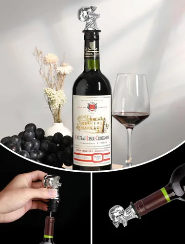 Miniatura 7 de Boquilla vertedora aireadora de vino con forma de calavera, decantador de botella de licor de aceite de oliva, regalos creativos plateados