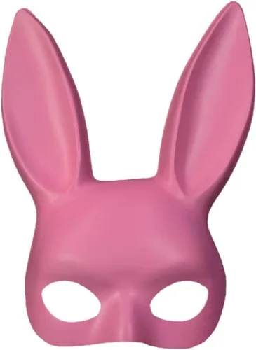 Linda máscara de conejo, máscara de fiesta de Navidad y Halloween (rosa)
