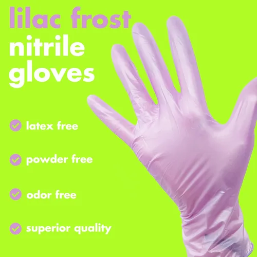 Miniatura 2 de Colortrak Luminous Collection - Guantes desechables de nitrilo, color lila escarcha, pequeños, de un solo uso, seguros para alérgicos, sin látex