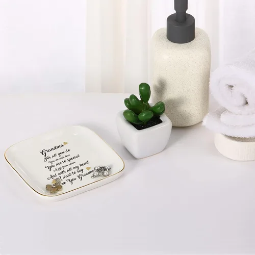 Miniatura 4 de Scwhousi Bandeja de cerámica para anillos, de joyería, para buenos amigos, mamá, abuela, tía, hermana
