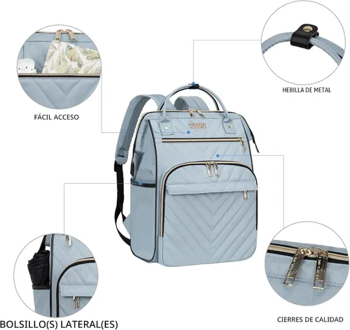Miniatura 6 de VANKEAN Mochila para laptop de 17 pulgadas para mujeres y hombres, bolsa de trabajo de computadora de moda, gran capacidad, impermeable, con puerto