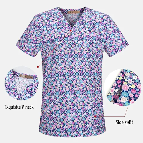 Miniatura 5 de Uniforme de enfermería de manga corta para mujer, uniforme de enfermería, uniforme de trabajo, blusa de algodón, uniforme de enfermería