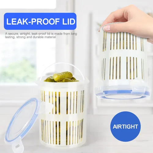 Miniatura 9 de Firlar Tarro de pepinillos con inserto de colador,Contenedor de almacenamiento de pepinillos con inserto de colador,Contenedor de almacenamiento
