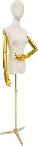 Miniatura 2 de Female Mannequin Dress Form, Adjustable Height Mannequin Body with Gold Arms and Base, Velvet Mannequin Torso for Clothing Dress Jewelry Display