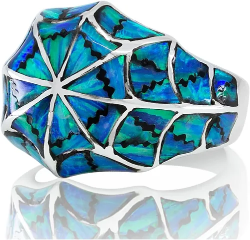Miniatura 5 de Anillo de plata de ley 925 con ópalo azul para hombre, fabricado en Tailandia