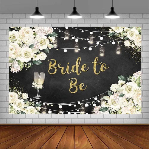 Miniatura 3 de AIBIIN Telón de fondo floral blanco de 7 x 5 pies, decoración de fiesta de despedida de soltera, suministros para parejas, boda, señorita a señora