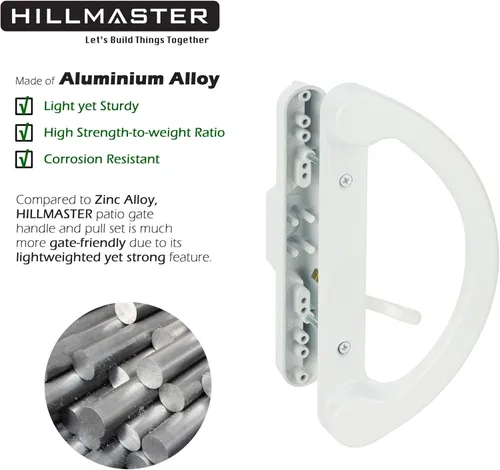 Miniatura 7 de HILLMASTER Juego de manijas para puerta corredera de patio con cerradura de muesca 45° para reemplazo, diseño reversible de estilo de muesca, sin