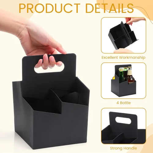Miniatura 6 de Jetec 50 piezas Portador de bebidas de 4 tazas con asa, portador de cerveza de cartón kraft, portavasos desechable para bebidas calientes o frías
