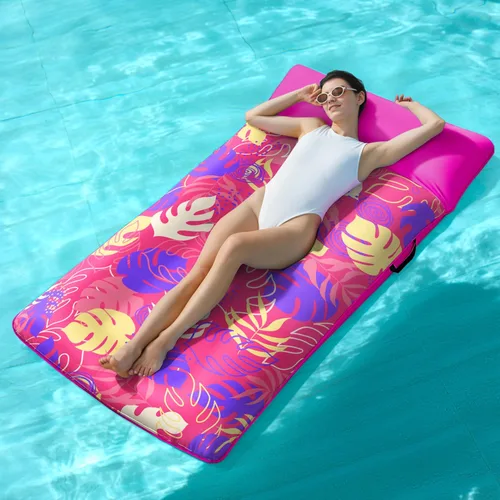 Miniatura 11 de SLOOSH Tumbona inflable para piscina, flotadores de tela XL para adultos, tumbona flotante de agua ultra cómoda con reposacabezas para playa, lago