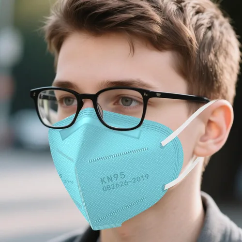 Miniatura 6 de LEMENT Mascarillas KN95, paquete de 100 unidades, mascarillas desechables transpirables para adultos, color azul