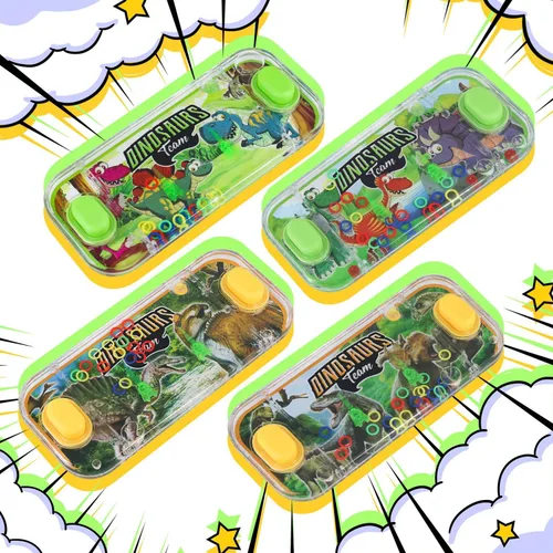Miniatura 3 de SevenQ - Juegos de agua portátiles, 4 paquetes, tema de dinosaurios, juego de lanzamiento de anillos de agua, juguete acuático, juego de anillos