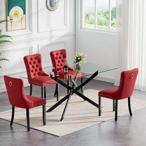Miniatura 100 de HomVent Juego de mesa de comedor redonda de vidrio de 3 piezas, juego de mesa de comedor de vidrio templado para 2 mesas de cocina con 2 sillas