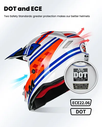 Miniatura 3 de ILM Casco ATV juvenil para niños, motocross, BMX, todoterreno, moto Go Kart, casco DOT ECE modelo Z705 (corredor clásico, L)