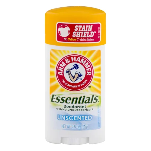 Arm & Hammer Essentials - Desodorante sólido natural, sin perfume, 2.5 onzas (paquete de 5)
