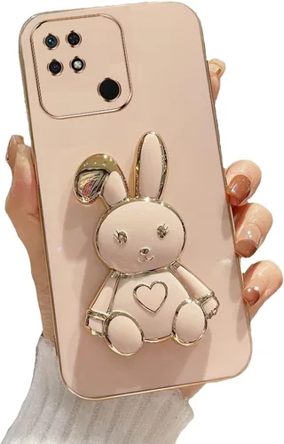 Miniatura 16 de Estuche con soporte de conejo de corazón para Xiaomi Redmi Note 10S, galvanizado suave TPU protector delgado a prueba de golpes con lindo conejito