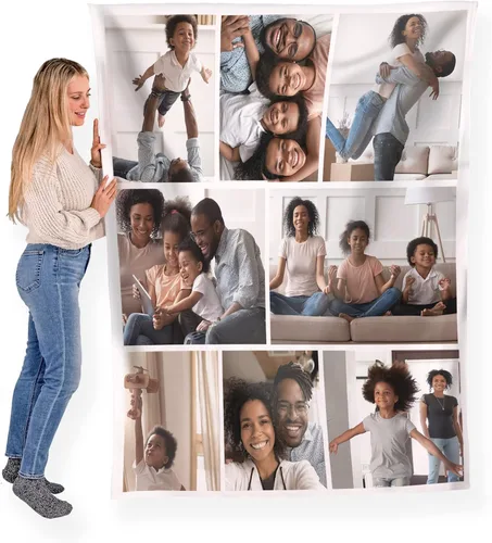 Miniatura 23 de FrameStory Manta personalizada con fotos y texto, totalmente personalizable con tus fotos y mensajes, manta de forro polar suave y suave, 30 x 40