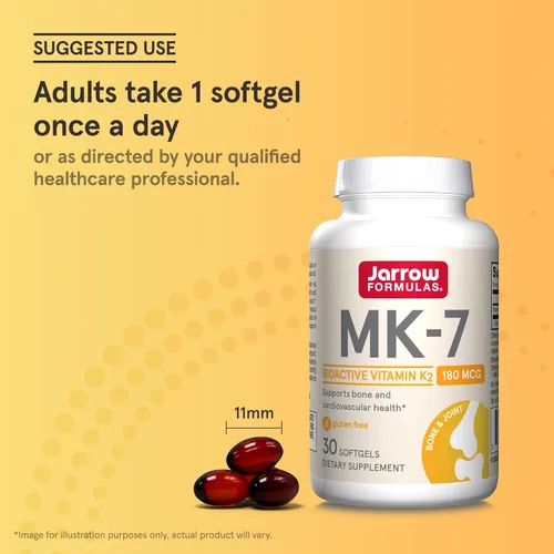 Miniatura 7 de Jarrow Formulas MK-7 180 mcg - Forma bioactiva de vitamina K2-30 porciones (cápsulas blandas) - para la salud ósea y cardiovascular - Suplemento
