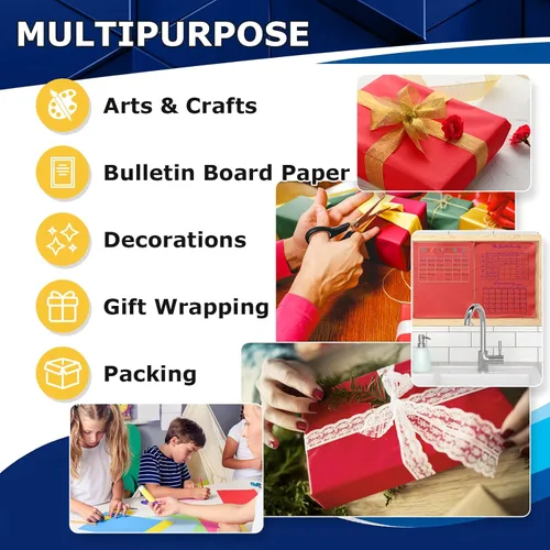 Miniatura 27 de Vanhench Papel de regalo negro de 36" x 1500" (125 pies), rollo de papel kraft de color sólido para tablón de anuncios, construcción de pósteres