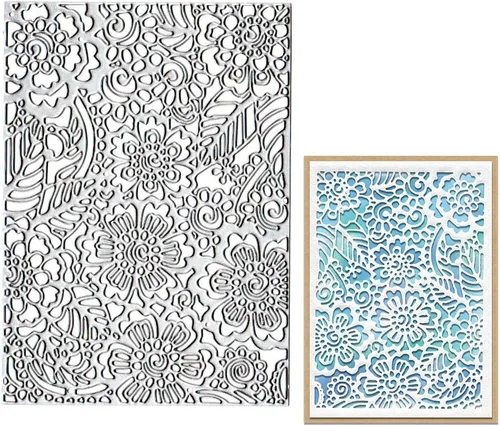 Miniatura 6 de Estivaux 3 troqueles de corte con marco de hojas y flores para hacer tarjetas, marco rectangular con flores de vid, plantilla de grabado de metal
