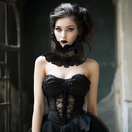 Miniatura 5 de HOMELEX Gargantilla gótica victoriana negra con cuello de plumas naturales para Halloween