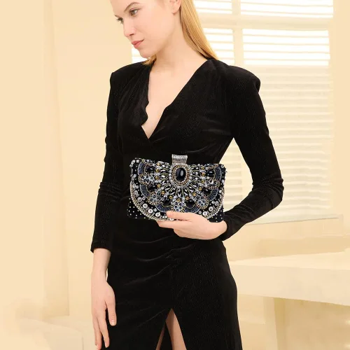 Miniatura 3 de BESTYROCLY Clutch Purses for Women and Rhinestone Beaded Bag Evening Handbag for Bride