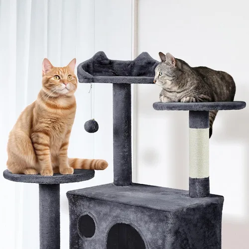 Miniatura 6 de Yaheetech Árbol para gatos XL, torre de varios niveles de 80 pulgadas con postes rascadores, cuevas dobles, plataformas encaramadas y bolas