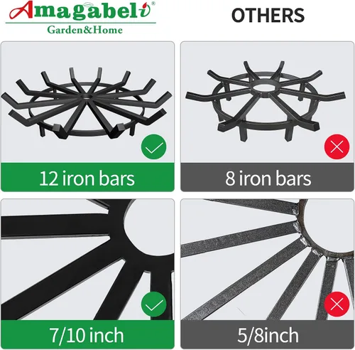 Miniatura 3 de AMAGABELI GARDEN & HOME Rejilla para Fogata Redonda de 27 Pulgadas, Rejilla de Troncos para Chimenea, Soporte de Acero Sólido para Quemar Leña