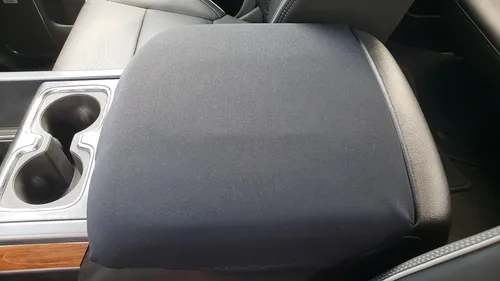 Miniatura 3 de Car Console Covers Plus Diseñado para todos los modelos de asiento de cubo GMC Sierra 2014-2023, funda de neopreno para consola central, hecha a Gris