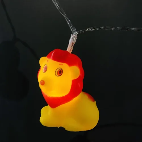 Miniatura 6 de Guirnalda de luces LED con forma de león con forma de animal de 5.4 pies, 10 luces LED de león con sombrero rojo, luces de hadas para decoración