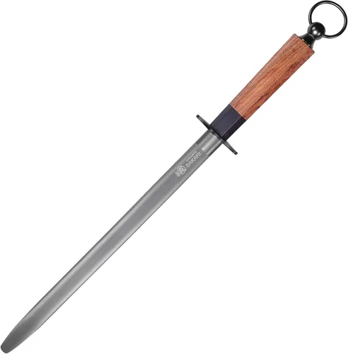Miniatura 10 de MITSUMOTO SAKARI Varilla de Acero para Afilar de 10 Pulgadas - Varilla Redonda para Afilar Cuchillos, Acero de Alto Carbono Recubierto de Diamante