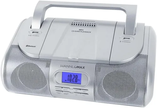 Miniatura 6 de HANNLOMAX Boombox portátil HX-318CD CD/MP3/USB, radio FM PLL, Bluetooth, 1 puerto USB para reproducción de MP3, 1 puerto USB para carga de 1A, Negro