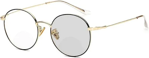 Moda redonda bifocal gafas de lectura hombres sol fotocrómico marco de metal transición Presbicia hembra