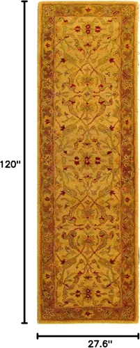 Miniatura 2 de SAFAVIEH Antiquity Collection AT311A - Alfombra decorativa de lana oriental tradicional hecha a mano, 2 x 3 pies, marrón y dorado