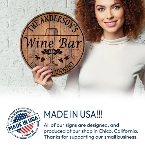 Miniatura 7 de Letrero personalizado para bar de vinos de 10 pulgadas, 14 pulgadas, 18 pulgadas, letrero redondo de madera, accesorios para bar de vino, decoración
