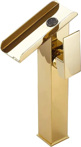 Miniatura 15 de Grifo de lavabo de baño dorado de una sola manija de 1 o 3 agujeros de 4 pulgadas, cascada de 4 pulgadas, grifo de baño moderno de latón para lavabo