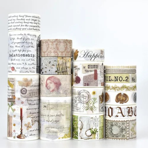 ZDOLAKIDS Kit de 18 rollos de cinta adhesiva Washi vintage, calcomanías adhesivas para agenda de álbumes de recortes, calendario, agenda, diario,