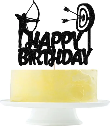 Miniatura 11 de Decoración para tartas de caza de ciervos, cuernos negros, decoración de pastel de feliz cumpleaños, temática de campamento de cazador para niños